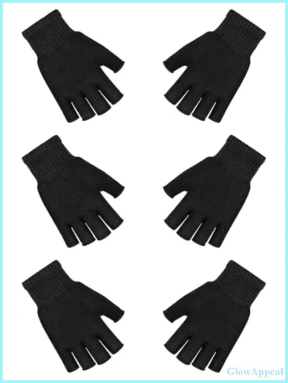 3 Pairs Fingerless Gloves Women Men Teens Acrylic Knit Half Finger Gloves
